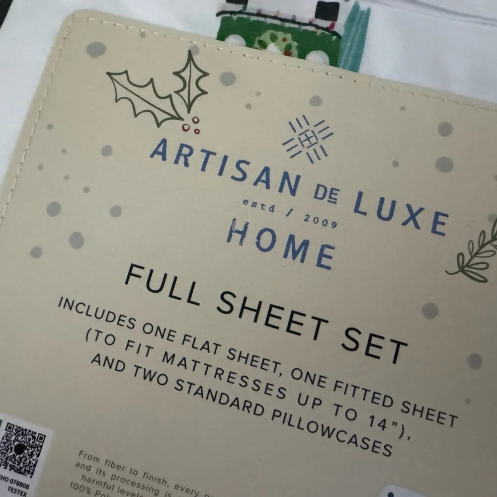 ARTISAN de LUXE full sheet set-SUPER cute& comfy -zoom in for design details🎄🚗